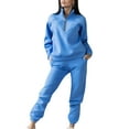 thumbnail image 1 of Innerwin Tracksuit Set Long Sleeve Womens Lounge Sets Exercise Solid Warm Two Piece Outfit Blue M, 1 of 6