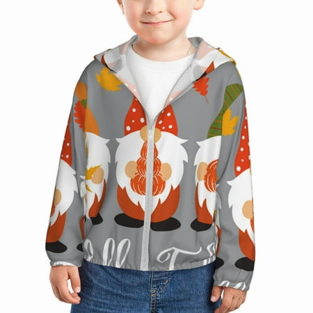 

Lukts Hello Fall Gnomes Print Children s Long-Sleeved Sun Protection Clothing Hooded Sweatshirts for Boys and Girls Outdoor Sports-4 Years