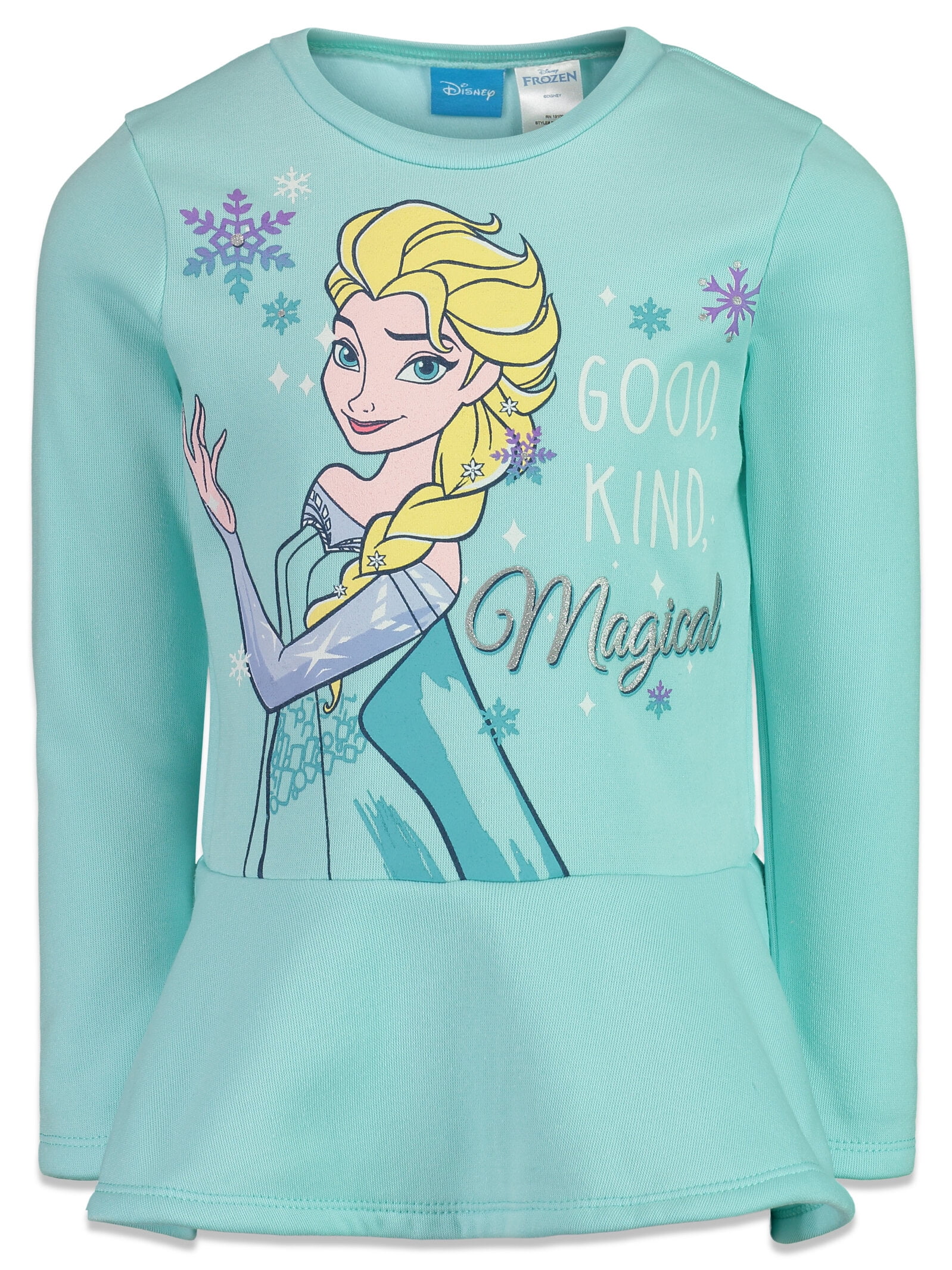 Disney Frozen Elsa Big Girls Long Sleeve Fleece Peplum T-Shirt Leggings Set Blue 10