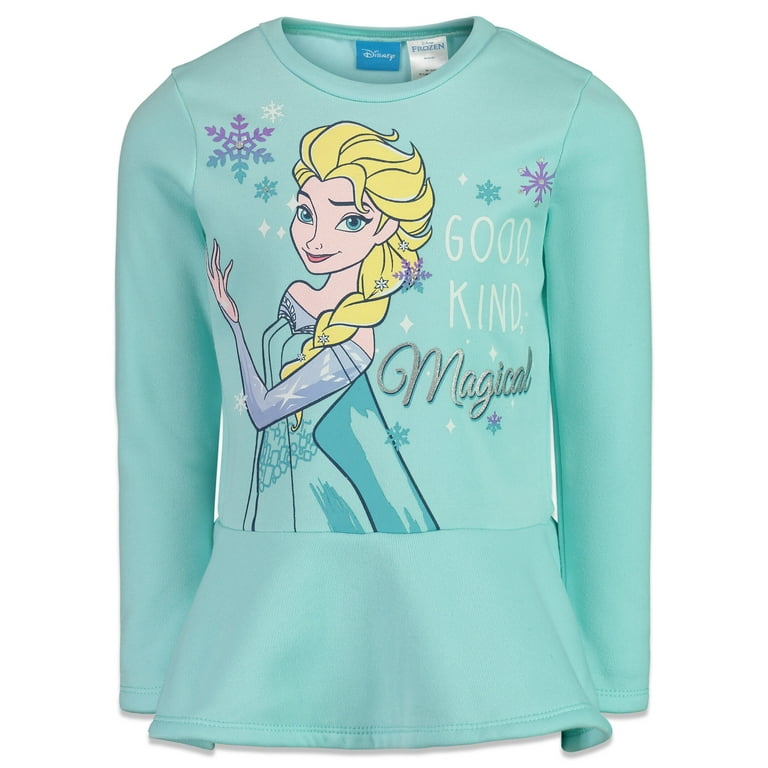 Long Sleeve T-Shirt Girls 8 Blue Frozen Elsa Set Big Disney Peplum Leggings Fleece
