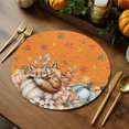 thumbnail image 5 of Fall Round Placemats Set of 4 Sleeping Fox Place Mats Thanksgiving Woven Placemat Orange Floral Pumpkin Maple Leaves Circle Braided Table Mat for Kitchen Dining Table Autumn Party Home Decor 15 Inch, 5 of 9
