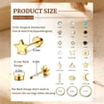 thumbnail image 2 of DESIGNICE 21 Pairs Flatback Stud Earrings for Women,Cubic Zirconia Cartilage Earrings for Women,316L Surgical Stainless Steel Hypoallergenic Earrings for Sensitive Ears Women,Gold, 2 of 7