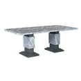 thumbnail image 2 of MICHELLE Grey Marble Top Dining Table 82" Modern Rectangular, Seats 6. Rubberwood Base, Double Pedestal Design for Dining Room. Easy Clean, Vietnam Made., 2 of 4