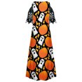 thumbnail image 5 of Vestido largo de manga corta de Halloween de encaje con cuello en V informal con estampado de verano para mujer a la moda Fridja bnh6189, 5 of 5