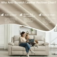 thumbnail image 6 of Ultra-Comfort Reclining Couch Sleeper Sofa Set – Ergonomic Leather Loveseat & Chaise Lounge for Living Room & Home Theater (3-Seat Sofa + Loveseat, Beige), 6 of 6