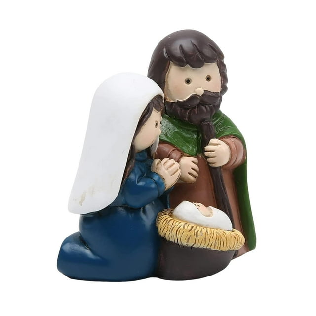 Figura de la Sagrada Familia José Jesús María Deor Figura de pesebre para mesa Sala de estar Azul verde