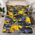 thumbnail image 2 of Homewish Grey Yellow Watercolor Twin Sheet Sets, Chic Splash Camo Twin Fitted Sheet, Teens Kids Boys Girls Flat Sheet, Super Cozy Room Decor, 3pcs, 2 of 7