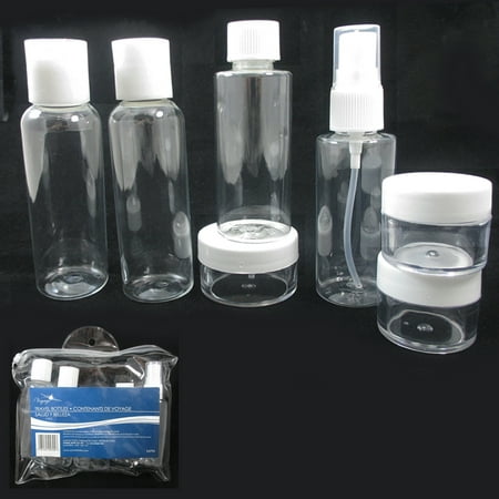 7 TSA Carry On Empty Plastic Travel Bottles Set Jar Cream Container Storage