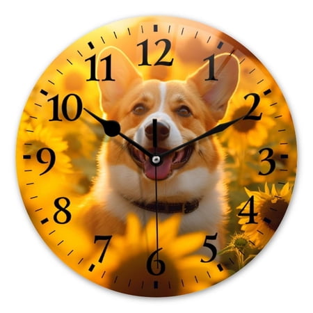 Non Ticking Silent Wall Clocks Battery Operated Personalized Decor Clock for Bathroom,Office Corgi photo Non Ticking Silent Wall Clocks Battery Operated Personalized Decor Clock for Bathroom,Office Corgi