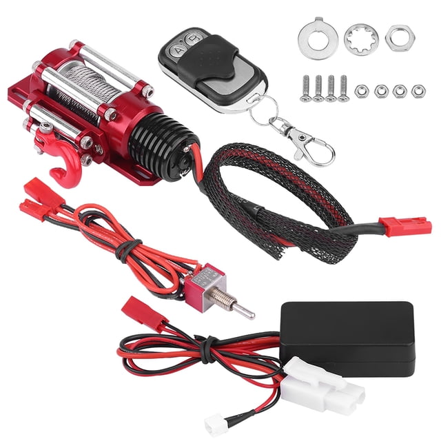 Cabrestante De Coche RC, Cabrestante De Metal RC Universal, Escala 1/10 Para Coche Trepador De Control Remoto Mgaxyff RC Metal Winch
