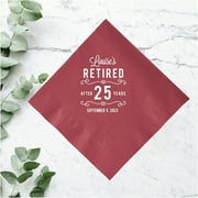 50pcs Personalized Retirement Napkins, Printed Napkins for Retirement Celebration, Beverage Napkins, Personalized Paper Napkins - Custom Logo Cocktail Napkins, Party napkins for reception disposable