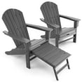 thumbnail image 3 of Costway 2 PCS Outdoor Patio HDPE Adirondack Chair Beach Seat Retractable Ottoman Grey, 3 of 9