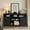 Black, variant on May in Color 34'' Tall TV Stand for 65"+ Inch TV, Farmhouse TV Console for 23" Fireplace, with Sliding Bar Door, Rustic Entertainment Center for Living Room, Bedroom (Black)