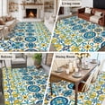 thumbnail image 5 of Modern Mediterranean Area Rugs 5'x7', Small Throw Rugs for Laundry Room Playroom, Retro Moroccan Tiles Texture Vlue Yellow Indoor Outdoor Rug Non-Slip Low Pile Carpet Runner Reversible Floor Mats, 5 of 8