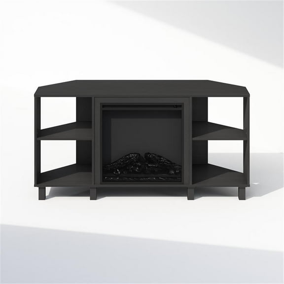 Pemberly Row No Heat Decorative Electric Fireplace Corner TV Stand Americano