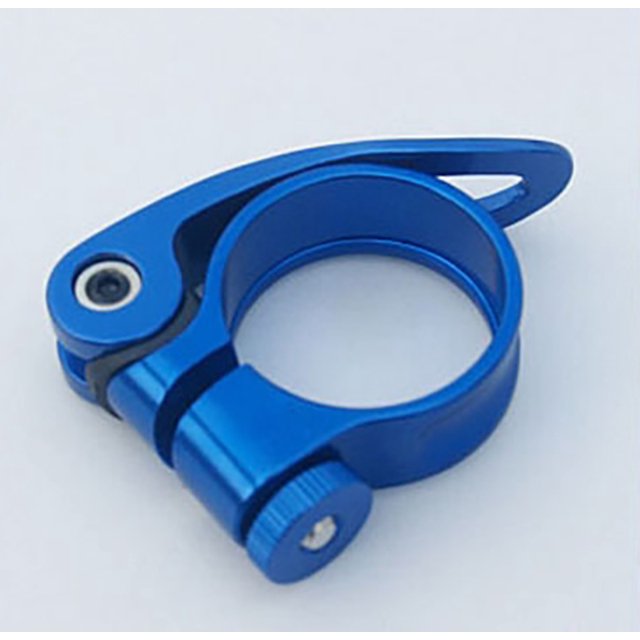 Abrazadera para tija de sillín de bicicleta de 31,8/34,9 mm, abrazadera para tija de sillín de bicicleta de liberación rápida, accesorios para bicicletas de montaña de piñón fijo (negro/azul)