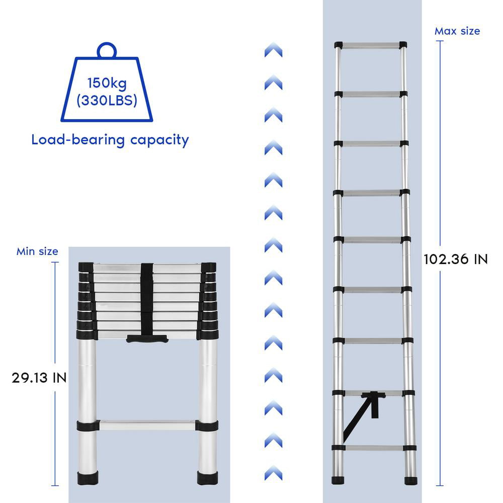 Details about  / 10.5ft Heavy Duty Aluminum Ladder Multi Purpose Telescoping Extension Ladder