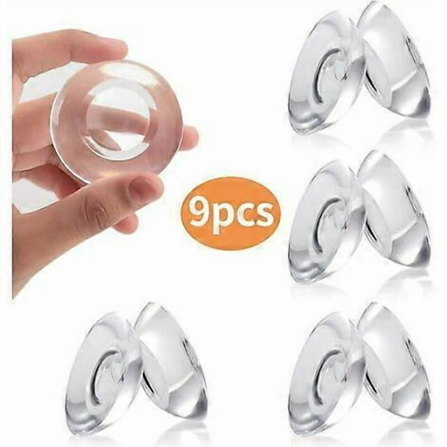 9 Pieces Silicone Wall Door Bumper Protector, Clear Self Adhesive Door Stopper Pads Button, Reusable Soft Protectors Shield