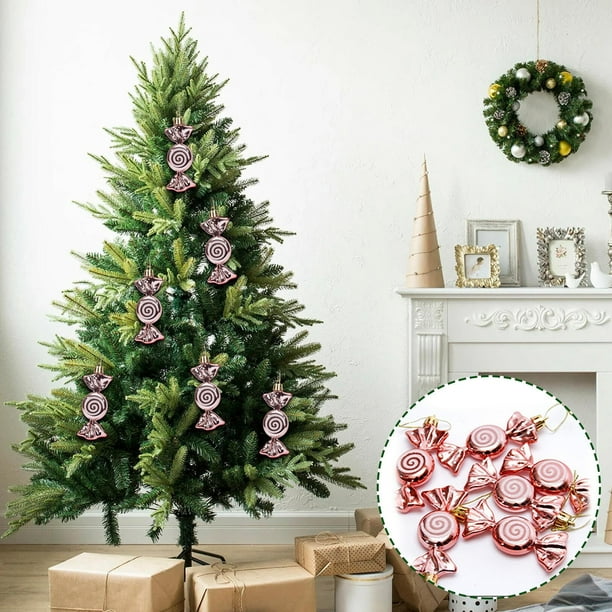 Colgate de Caramelo Navideño, Decoloración de Color, Juego de 6, Decoración Festiva para Colgar En Árbol, Ideal para Fiesta y Festividades, Plástico Ligero, Tamaño 10 X 3 X 2 Cm.