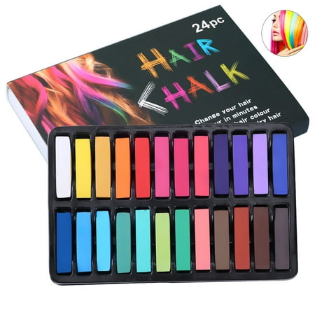 Pretty See Hair Chalk Washable Temporary Hair Chalk Pens Hair Dye Pens for One-time Dyeing, Set of 24