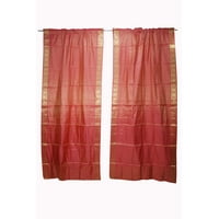 Mogul 2 Indian Sari Curtain Window Treatment Drape Panel Brocade Border Rod Pocket Handmade Curtains Home Décor 96 inch