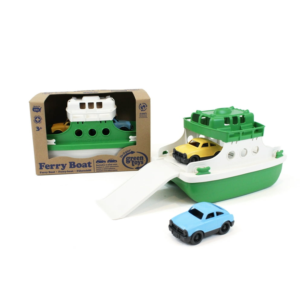Green Toys Ferry Boat Bathtub Toy, Green/White, 10"X 6.6"x 6.3
