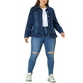 thumbnail image 2 of Agnes Orinda Women's Plus Size Fashion Outerwear Long Sleeve Button Denim Jacket 3X Dark Blue, 2 of 7
