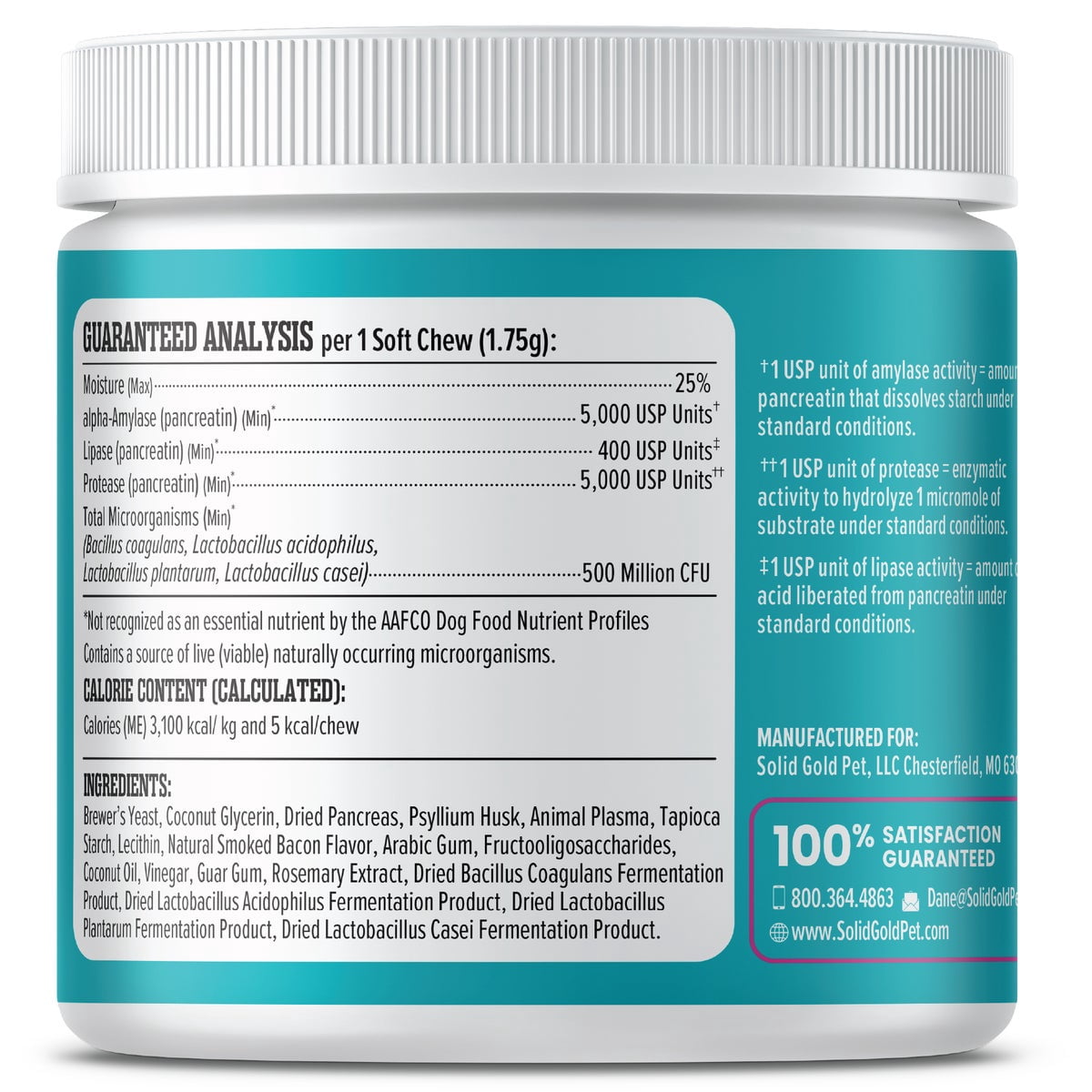 Solid Gold Mellow Belly Gut Health Supplement for Dogs, Bacon Flavor 120 ct