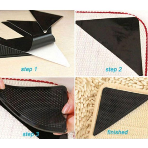 16 Uds alfombra de silicona antideslizante negro Mat Tri Sticker gran oferta práctica
