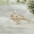 thumbnail image 3 of Unique Marquise Diamond Wedding Band in 14K Rose Gold Vermeil- Leaf Floral Moissanite Ring Enhancer, 3 of 6