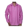 thumbnail image 1 of AKAM Guayabera Manga Larga camisa para hombre 100% LINO Hecho en México. Comodidad, uso casual o formal. Ideal para clima, templado o cálido (3XL, Rosa Claro), 1 of 5