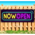 thumbnail image 1 of Neon Now Open 13 oz Vinyl Banner With Metal Grommets, 1 of 4
