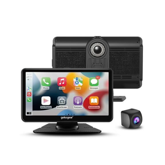 Wireless CarPlay & Android Auto Display with 1080p Dash Cam, 7 Inch Portable CarPlay Screen with Backup Camera, Car Audio Receivers with GPS Navigation, Bluetooth, Mirror Link