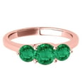 thumbnail image 2 of Mauli Jewels Rings for Women 1.85 Carat Three Stone Round Shaped Emerald Ring 4-prong 10K Rose Gold, 2 of 7