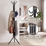 HONEIER Coat Rack, 68.9 Metal Coat Rack Stand with 12 Hooks Standing Coat Rack for Entryway Bedroom Living Room, Black