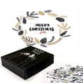 thumbnail image 2 of Ambesonne Christmas Jigsaw Puzzle Durable Cardboard, Merry Xmas Wreath Branch, 1000 pcs, White Camel Black, 2 of 5