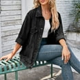 thumbnail image 2 of SWSMCLT Women's Denim Button Down Shirt Loose Pocket Travel Long Sleeve Top Vintage Shirt Jacket Jean Spring Fall Black Medium, 2 of 5