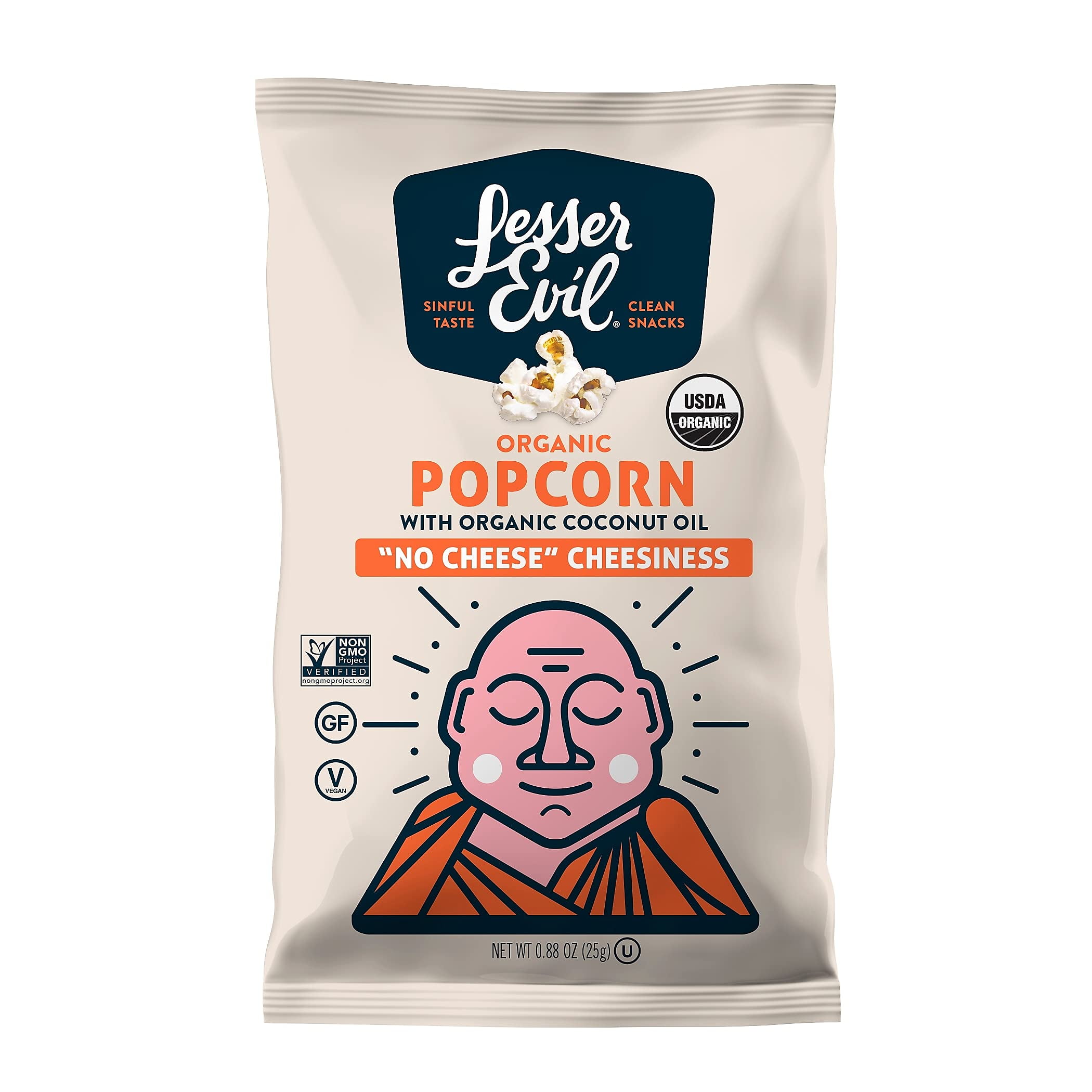 Lesser Evil Organic Popcorn No Cheese Cheesiness 8 oz. 18/Carton (LSN00862)