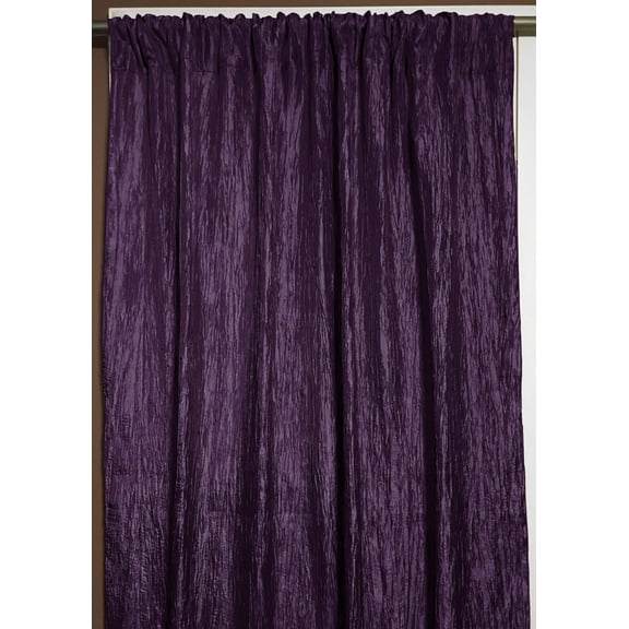 Crinkle Taffeta Crushed Pattern Single Curtain Panel 54 Inch Wide Plum
