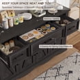 thumbnail image 5 of Buffet Cabinet with Drawers, 56" Large Sideboard Buffet Storage Cabinet with Shelves and Doors, Wave Base Design, Multi-Purpose Buffet Table with Charging Station for Living Room,Dining Room,Black, 5 of 8