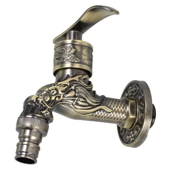 OFFIGAM Universal Spout Wall Mount Tub Faucet with Vintage Dragon Style in Light Brown Finish