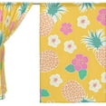 thumbnail image 2 of Coolnut Exotic Hibiscus Flowers and Pineapple Sheer Gauze Door Curtain Window Curtain Drapes for Living Room Kids Bedroom Window Treatment Decor W55 x L78 In 2 Panels, 2 of 3