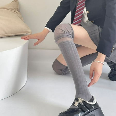 

1 Pair Thigh High Socks Splicing Vertical Stripes Slimming Allergy Free Sweat-absorbing Keep Warm Hosiery Women