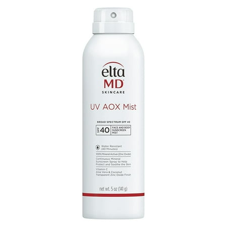 EltaMD UV AOX Mist Mineral Sunscreen Spray, SPF 40 Spray Sunscreen for Face and Body, Zinc Oxide Formula, 5 oz Bottle