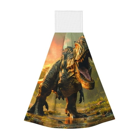 

Easygdp Realistic Style Forest Dinosaur Kitchen Hand Towels Hanging Tie Towels Fast Drying Dish Cloth with Loop for Bathroom Restroom Home Decor