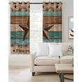 thumbnail image 2 of Western Texas Star Retro Kitchen Curtains Country Farmhouse Teal Brown Wood Grain Cafe Short Curtains for Bathroom Blackout Window Curtain Small Window Treatment Drapes for Bedroom 42"x45"x2, 2 of 9