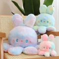thumbnail image 2 of Tiedye doublesided octopus and rabbit doll colorful rabbit flipping facechanging octopus plush toy sleeping pillow, 2 of 4