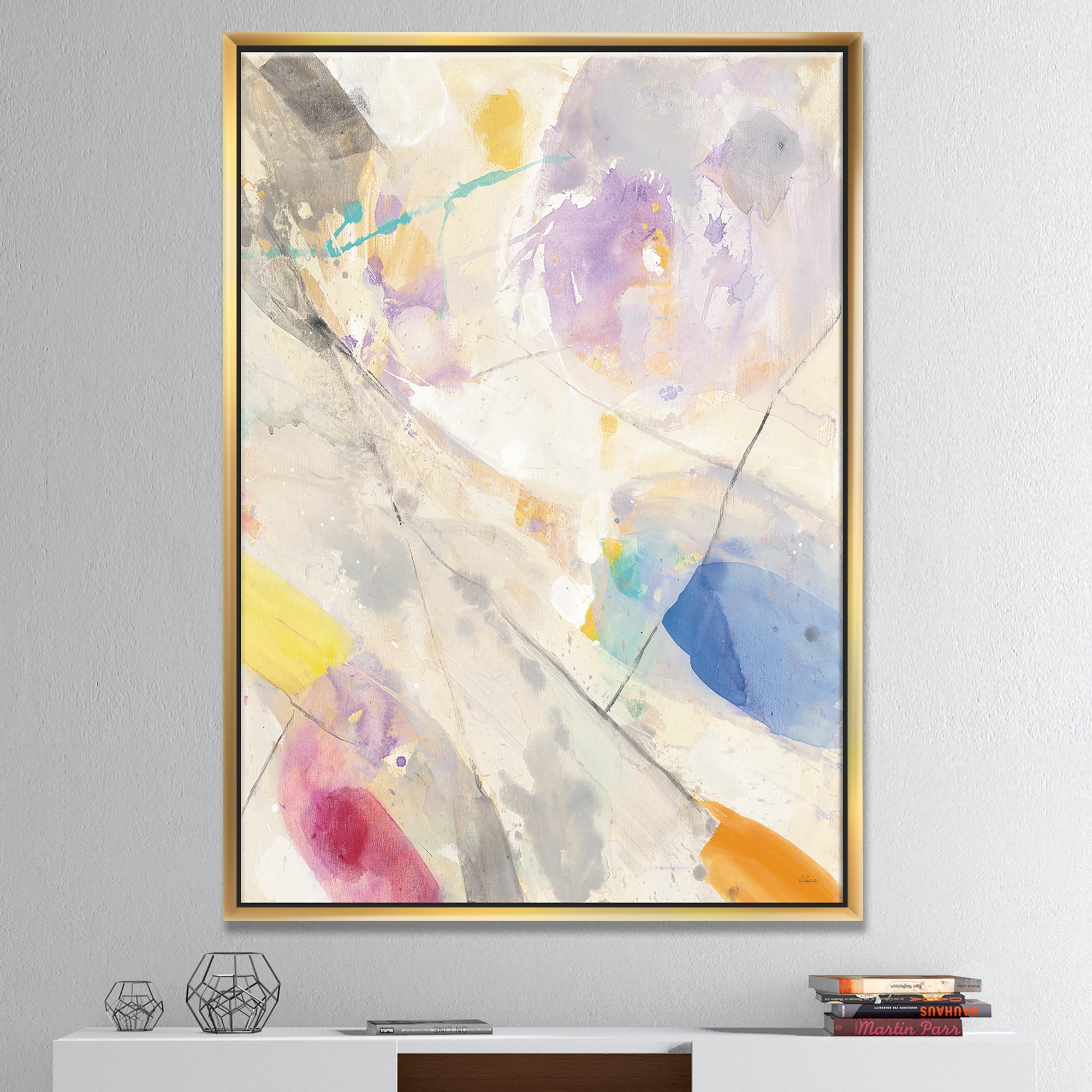 Designart ' Spring Minimalist Confetti I ' Modern & Contemporary Framed Canvas
