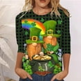 thumbnail image 2 of Birdeem T-Shirt Imprimé de la Saint-Patrick pour Femmes, Blouse à Manches 3/4, Col Rond, Hauts Décontractés, 2 of 4