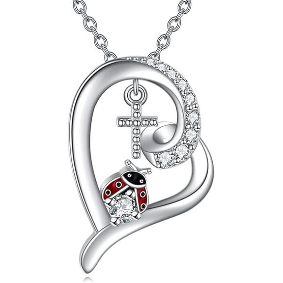 Ladybug Necklace for Women Sterling Silver Ladybug Jewelry Gifts for Mother Daughter